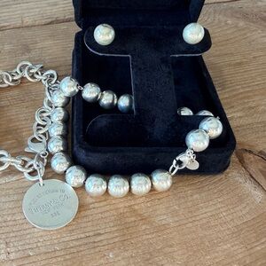Lot 3  Return to Tiffany & Co Silver Charm Bracelet Hardwear Bracelet & Earing